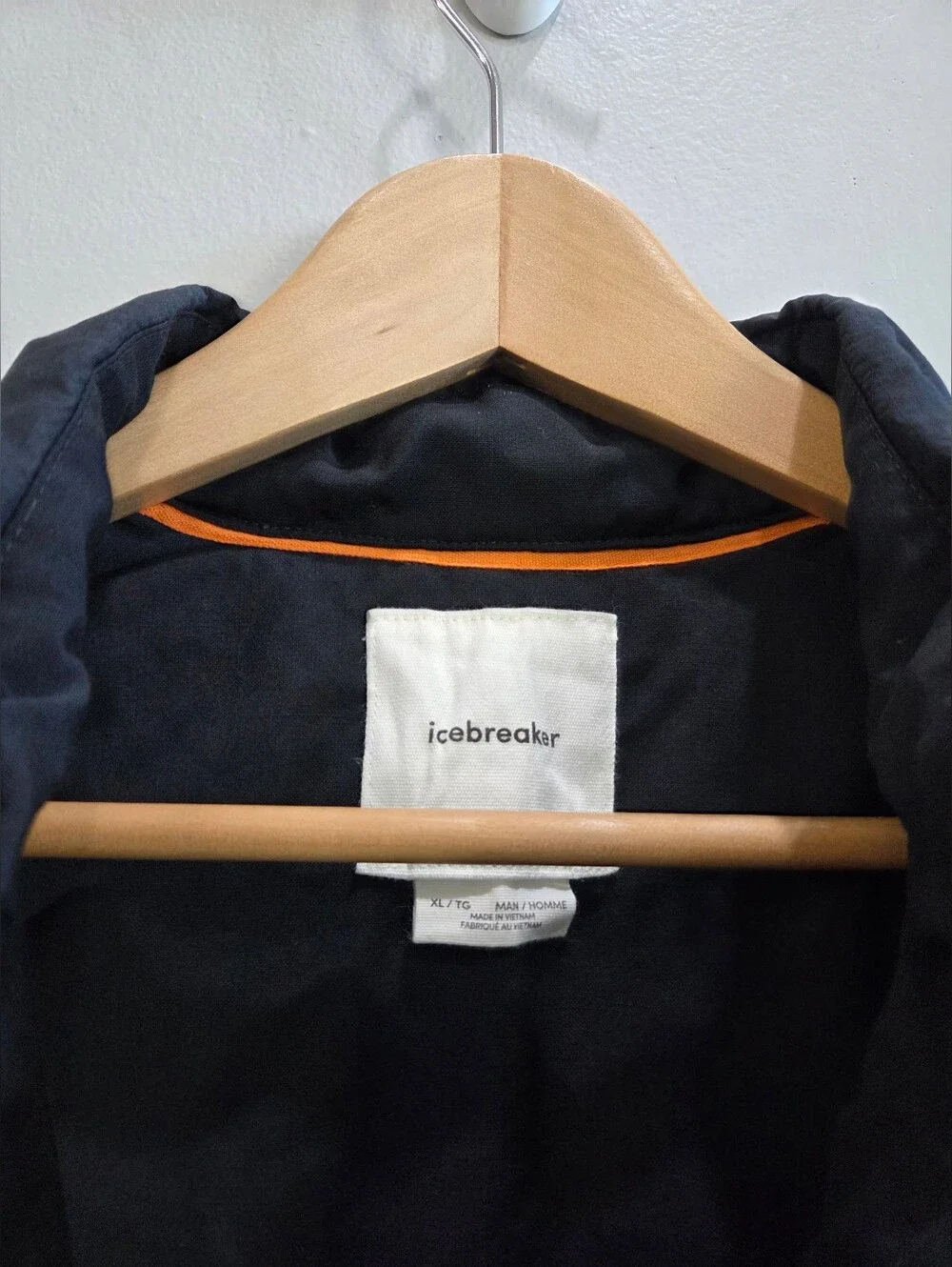 Icebreaker Vest Black Gray Cotton Wool Full Zip Hiking Outdoor Men's Size XL